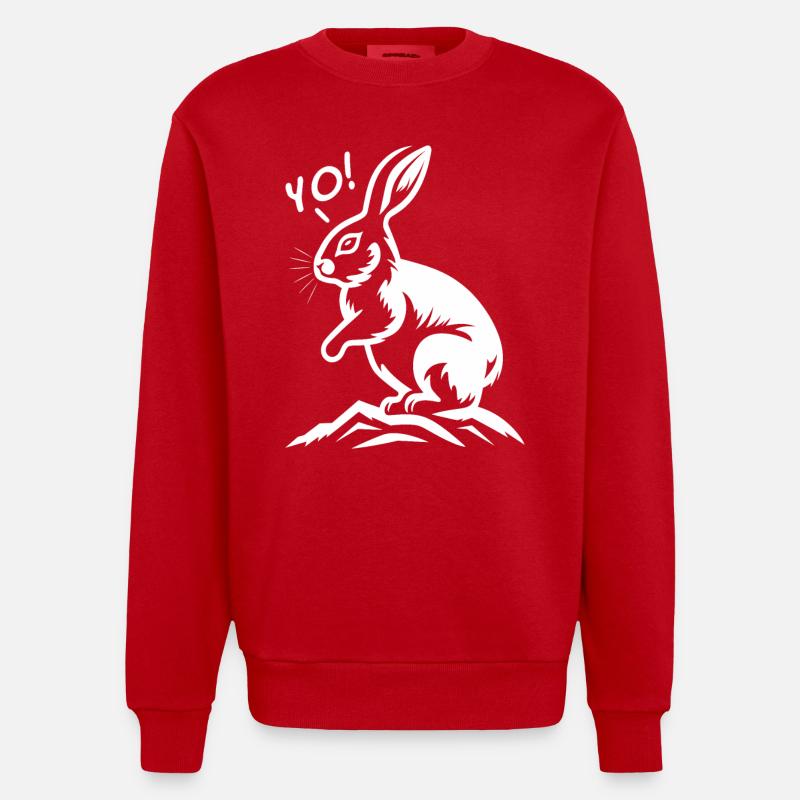 A cool bunny, yo - Heavyweight Oversized Organic Crew Neck Made in EU - red
