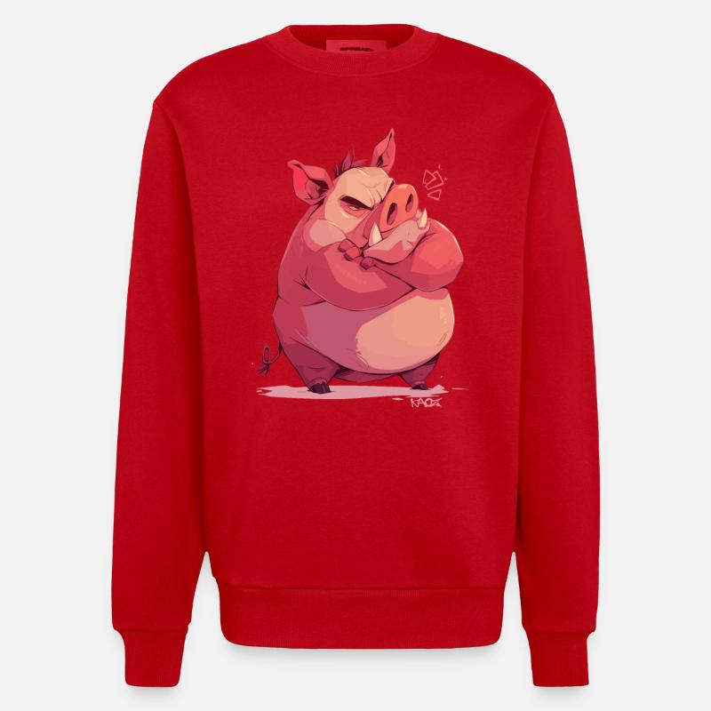 Verärgertes und beleidigtes Schwein - Heavyweight Oversized Organic Crew Neck Made in EU - Rot