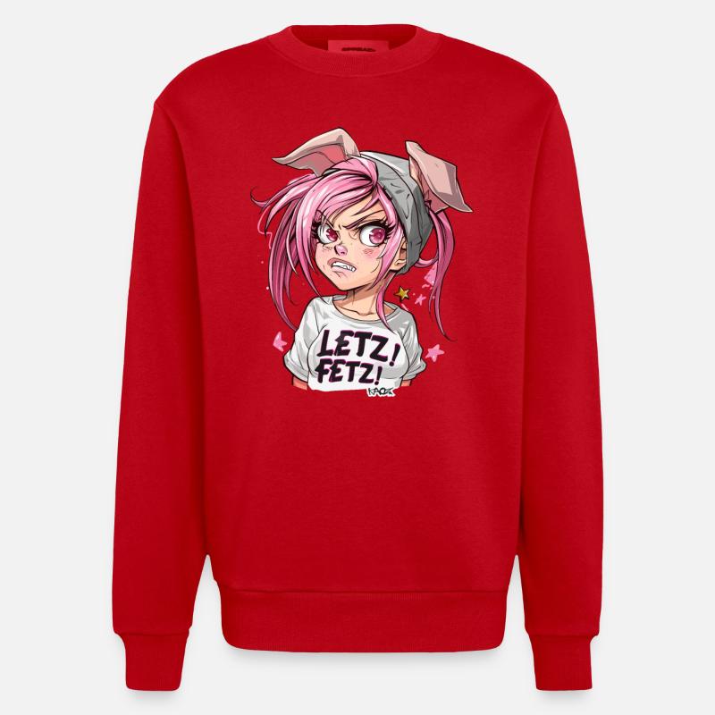 Selbstbewußt und stark, cooles Schweine-Mädchen - Heavyweight Oversized Organic Crew Neck Made in EU - Rot