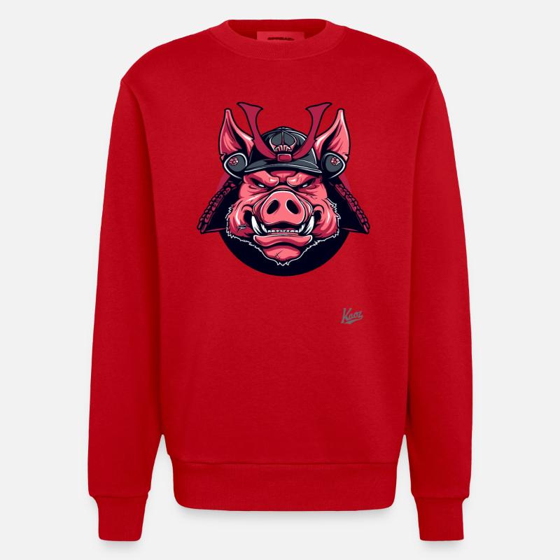 Shogun Samurai Pig - Sweat bio épais oversize fabriqué en UE - rouge