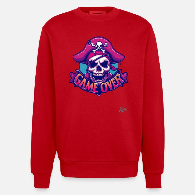 Skull Pirate : Game Over - Sweat bio épais oversize fabriqué en UE - rouge