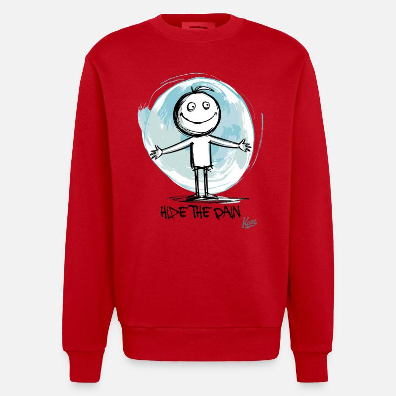 Cachez la douleur - Sweat bio épais oversize fabriqué en UE - rouge