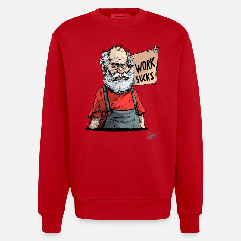 Old craftsman: Work sucks! - Heavyweight Oversized Organic Crew Neck Made in EU - red
