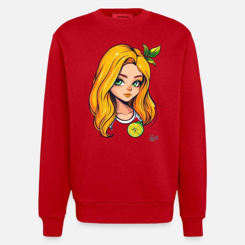 Das Orange-Zitronen-Mädchen - Heavyweight Oversized Organic Crew Neck Made in EU - Rot