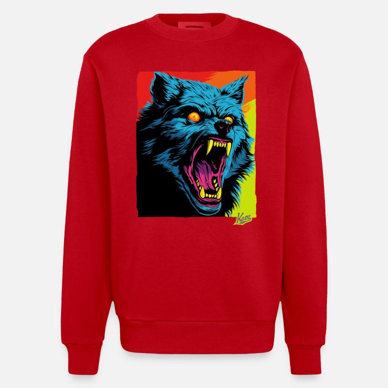 arg varg: bitande raseri - Heavyweight Oversized Organic Crew Neck Made in EU - röd