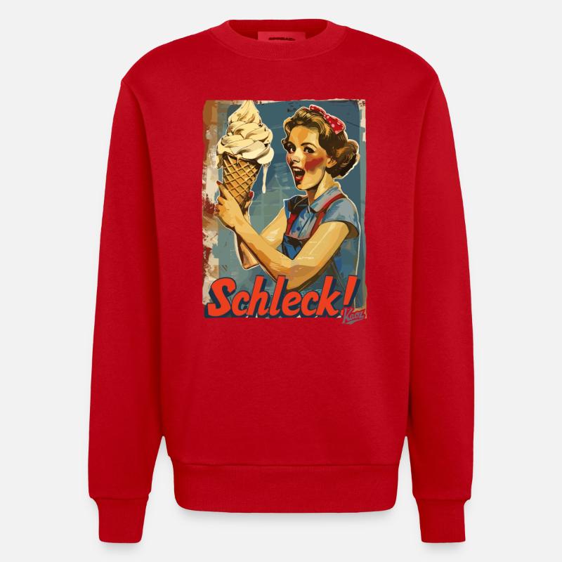Liebe Dame mit riesigem Waffel-Eis - Heavyweight Oversized Organic Crew Neck Made in EU - Rot