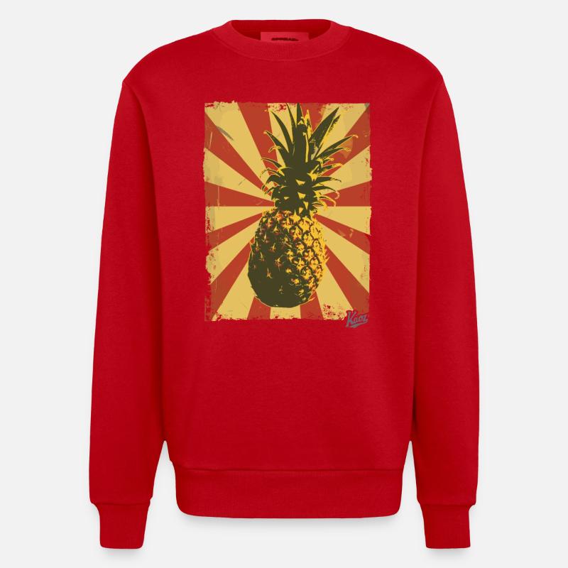 Ananas de style propagande - Sweat bio épais oversize fabriqué en UE - rouge