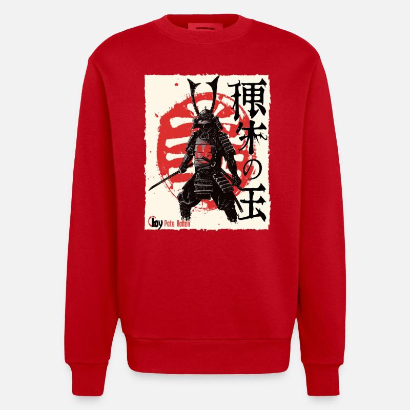 Japanischer Edo Samurai - Heavyweight Oversized Organic Crew Neck Made in EU - Rot
