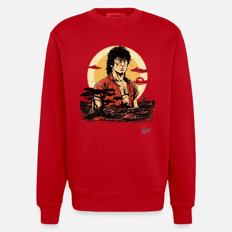 Japanischer Action-Held: Kampfkunst-Meister - Heavyweight Oversized Organic Crew Neck Made in EU - Rot