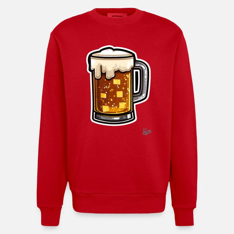 Pixel Bierkrug mit Schaum - Heavyweight Oversized Organic Crew Neck Made in EU - Rot