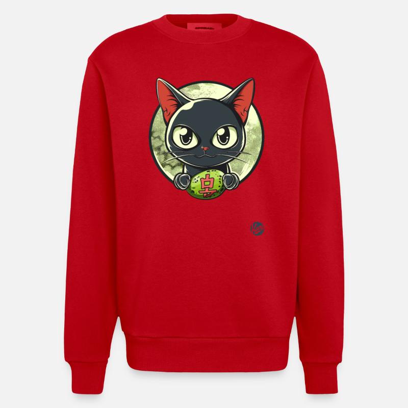 Japanische graue Katze - Heavyweight Oversized Organic Crew Neck Made in EU - Rot