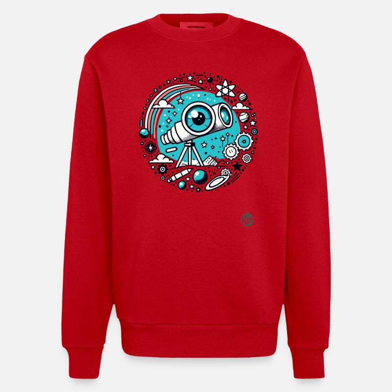 Télescope « Oeil de l’astronomie » - Sweat bio épais oversize fabriqué en UE - rouge