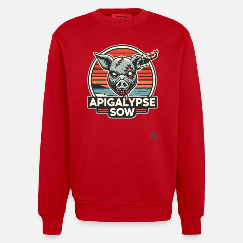 Cochon de l’Apocalypse - Sweat bio épais oversize fabriqué en UE - rouge