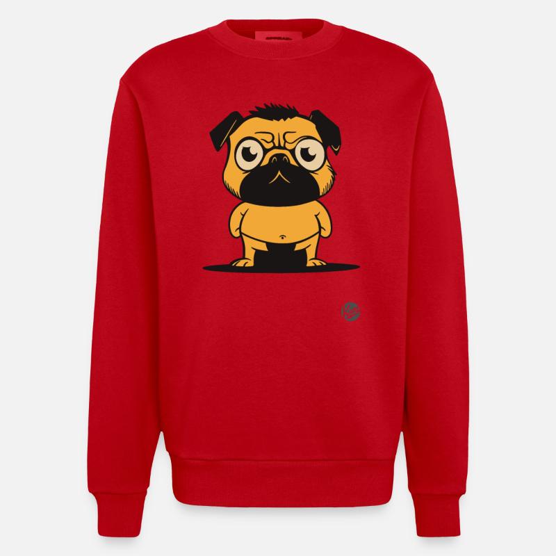 Mops Hund Sumo-Ringer - Heavyweight Oversized Organic Crew Neck Made in EU - Rot