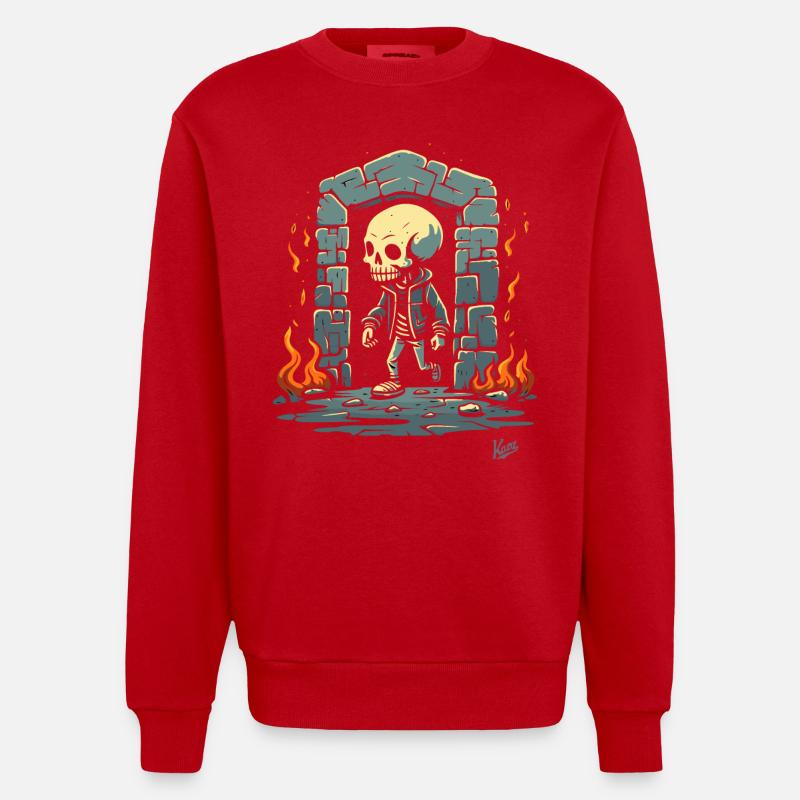 Skelett Dungeon Showtime - Heavyweight Oversized Organic Crew Neck Made in EU - Rot