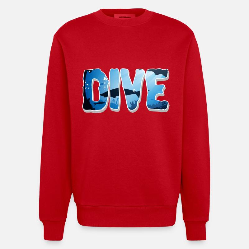 Plongée plongeur - Sweat bio épais oversize fabriqué en UE - rouge