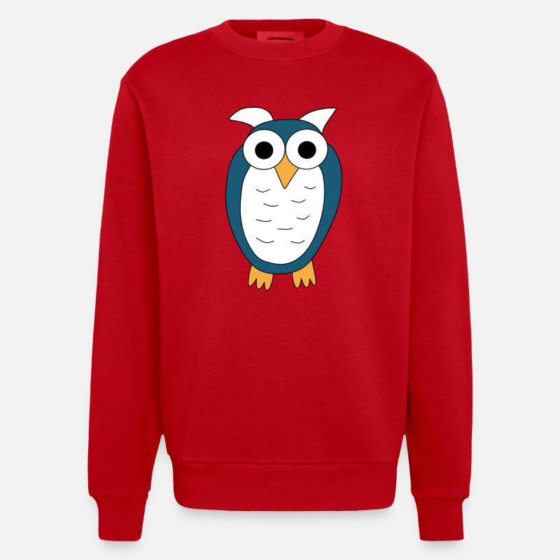 Eule blaue Eule - Heavyweight Oversized Organic Crew Neck Made in EU - Rot