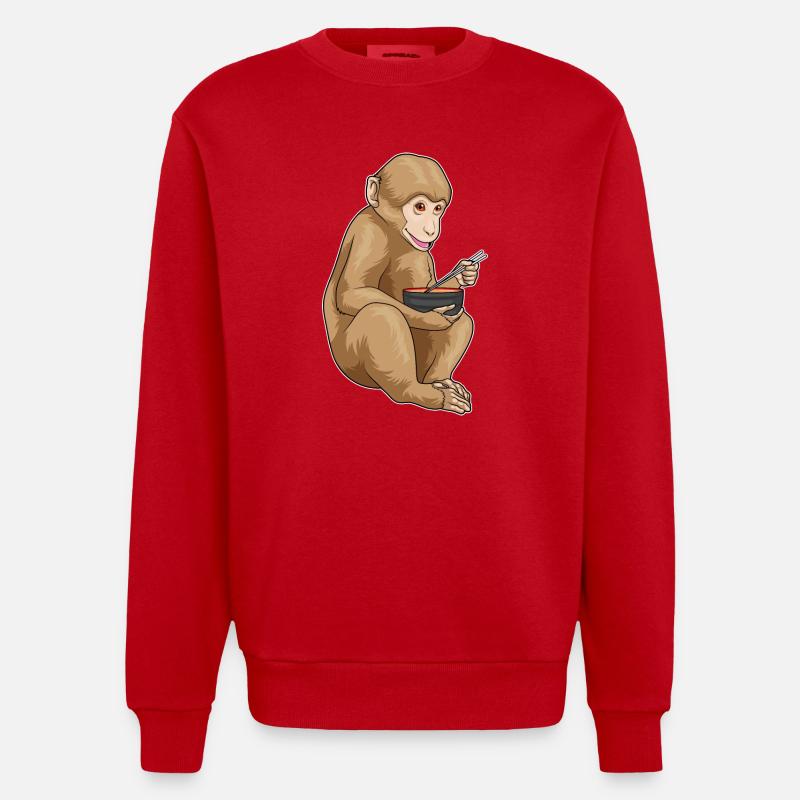 Affe Ramen Schüssel - Heavyweight Oversized Organic Crew Neck Made in EU - Rot