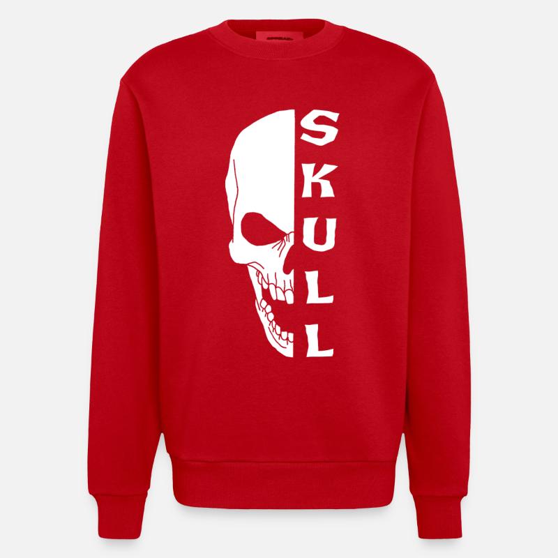 Der weiße Schädel - Heavyweight Oversized Organic Crew Neck Made in EU - Rot