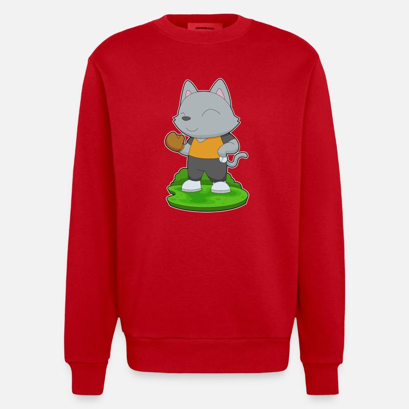 Cat Baseball Gant de baseball - Sweat bio épais oversize fabriqué en UE - rouge