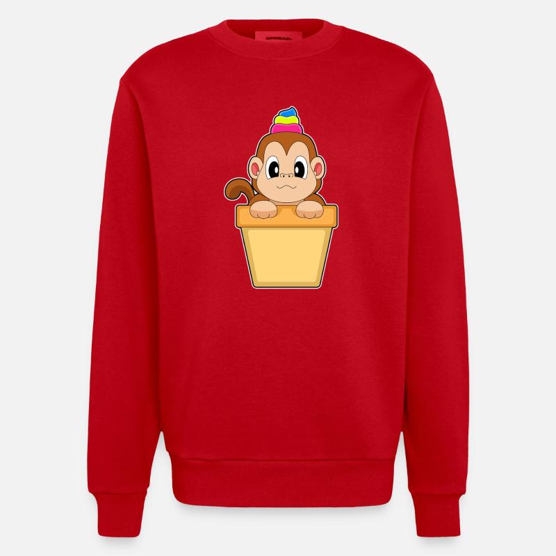 Affe Cupcake - Heavyweight Oversized Organic Crew Neck Made in EU - Rot