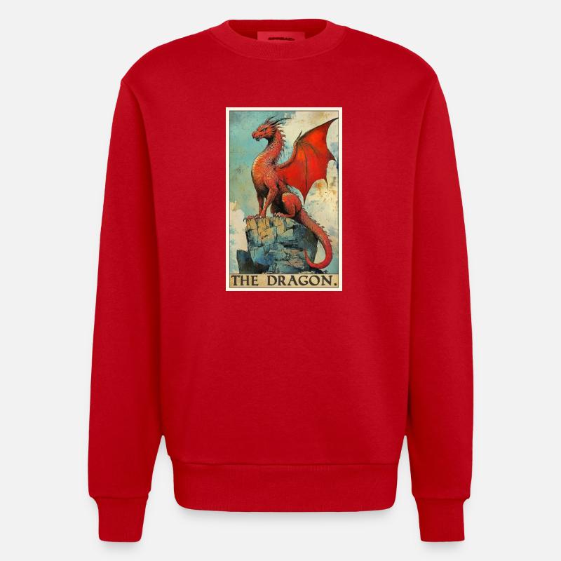 Drachen Drache - Heavyweight Oversized Organic Crew Neck Made in EU - Rot