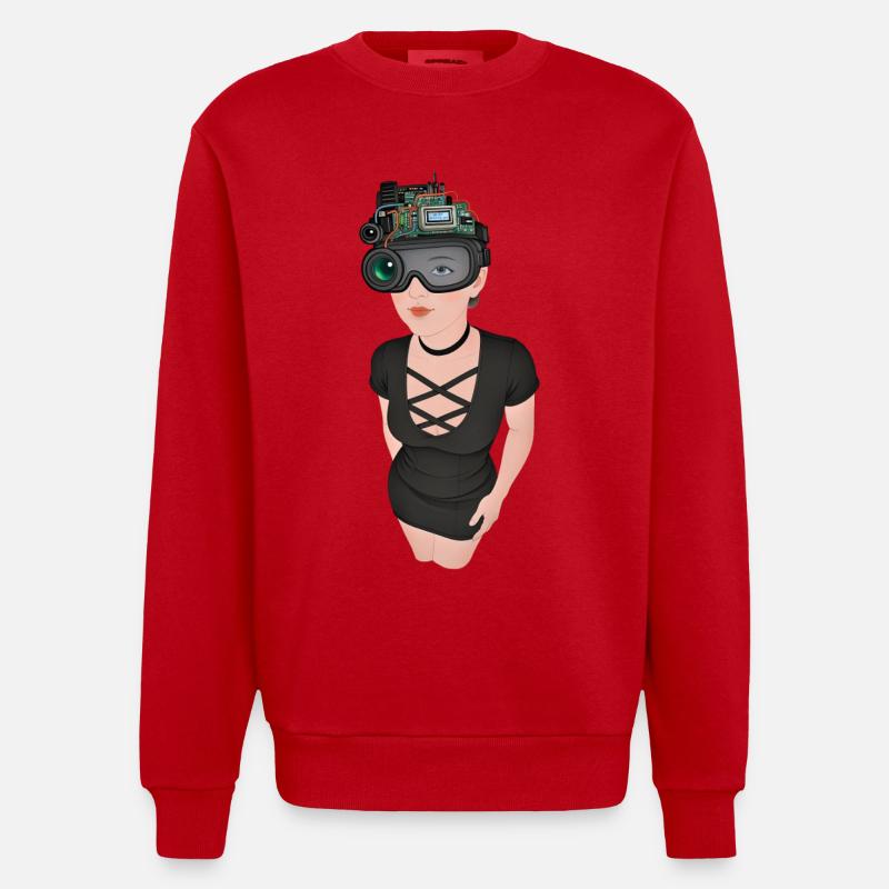 ICH BEOBACHTE DICH #2 – Geek & Sci-Fi - Heavyweight Oversized Organic Crew Neck Made in EU - Rot