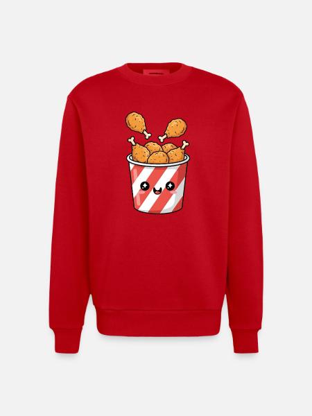 Kawaii-Brathähnchen-Eimer - Heavyweight Oversized Organic Crew Neck Made in EU - Rot