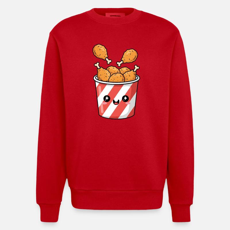 Kawaii-Brathähnchen-Eimer - Heavyweight Oversized Organic Crew Neck Made in EU - Rot