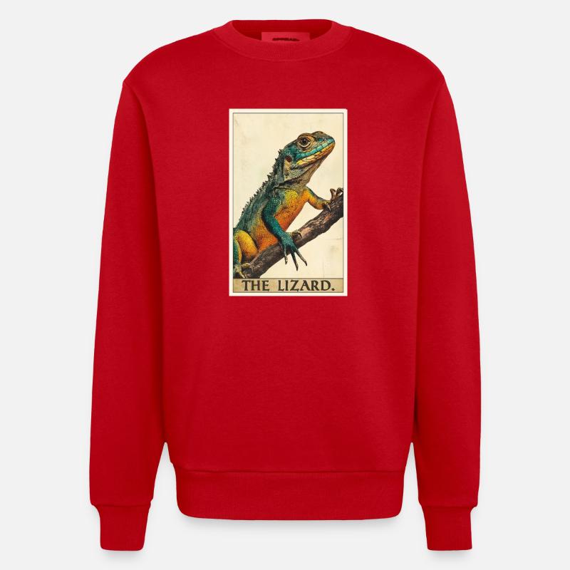 Eidechsen Eidechse - Heavyweight Oversized Organic Crew Neck Made in EU - Rot