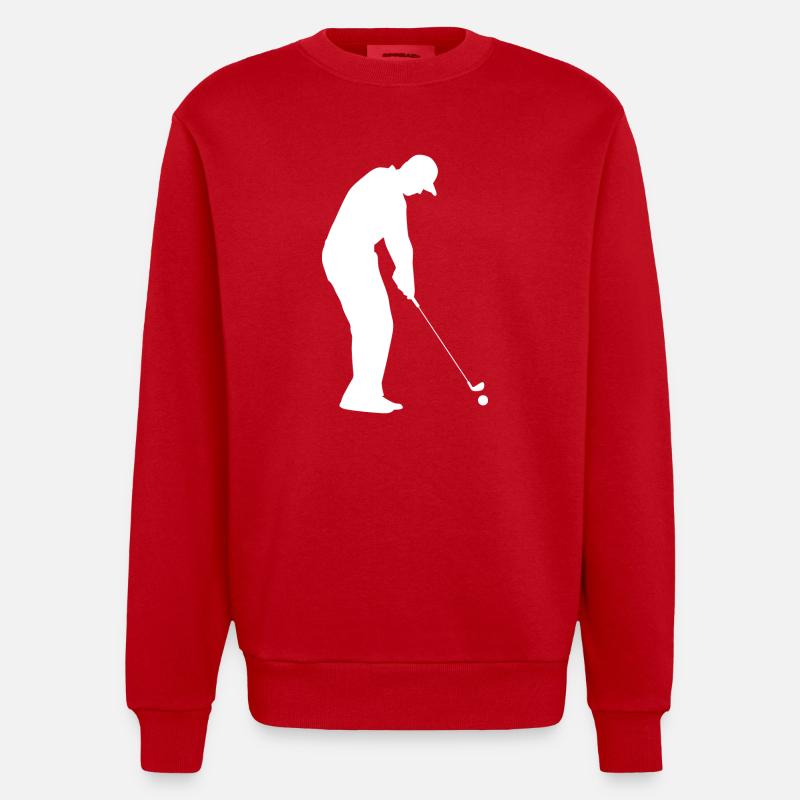 Golf Golfer Golfer Golf Course - Heavyweight Oversized Organic Crew Neck Made in EU - red