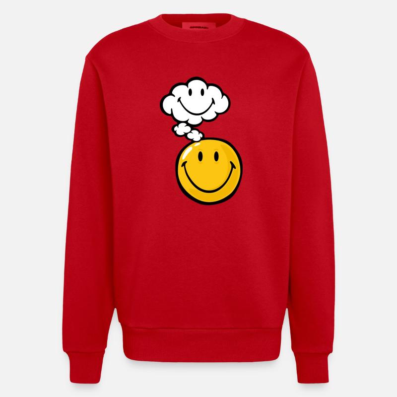 Smiley Thought - Sweat bio épais oversize fabriqué en UE - rouge