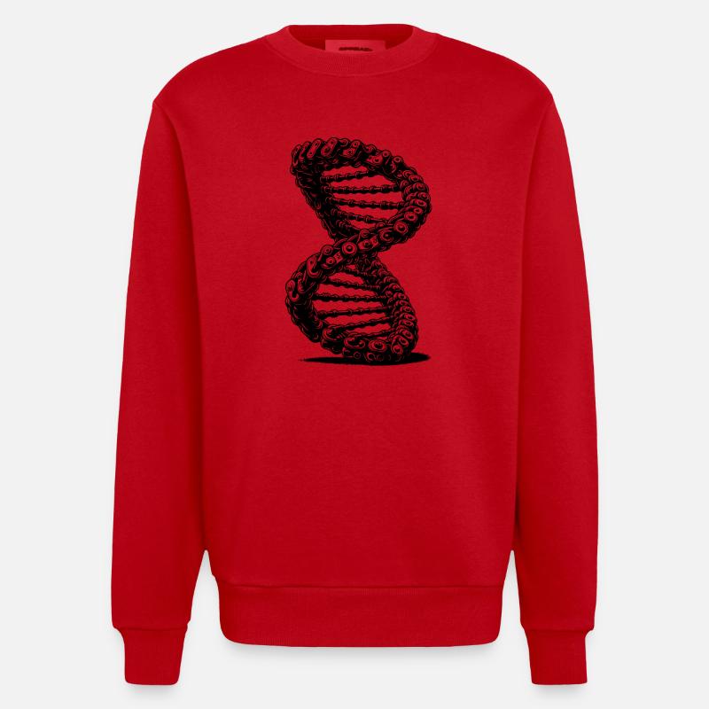 Möbius Loop Curved Chains DNA - Heavyweight Oversized Organic Crew Neck Made in EU - red