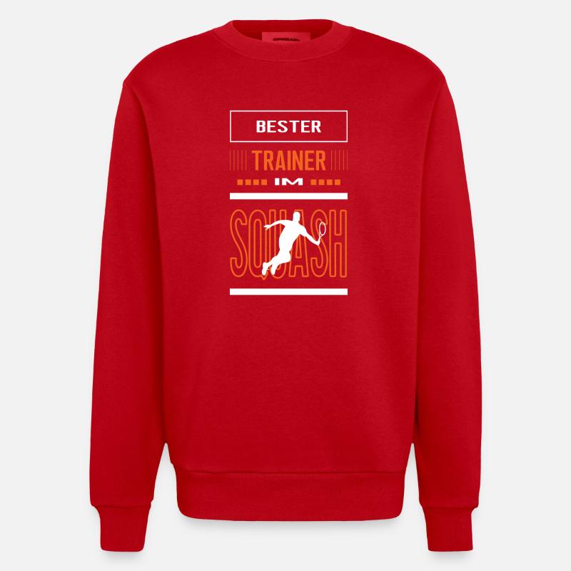 Bester Squash Trainer Squashtrainer Training - Heavyweight Oversized Organic Crew Neck Made in EU - Rot
