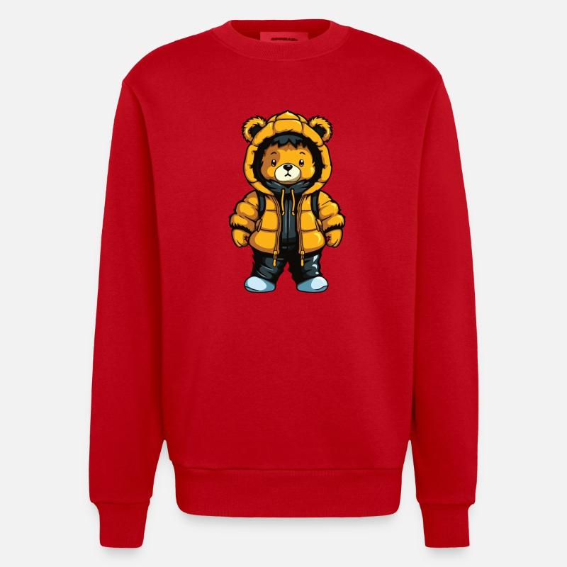 Bär Winter Comic Niedlich - Heavyweight Oversized Organic Crew Neck Made in EU - Rot