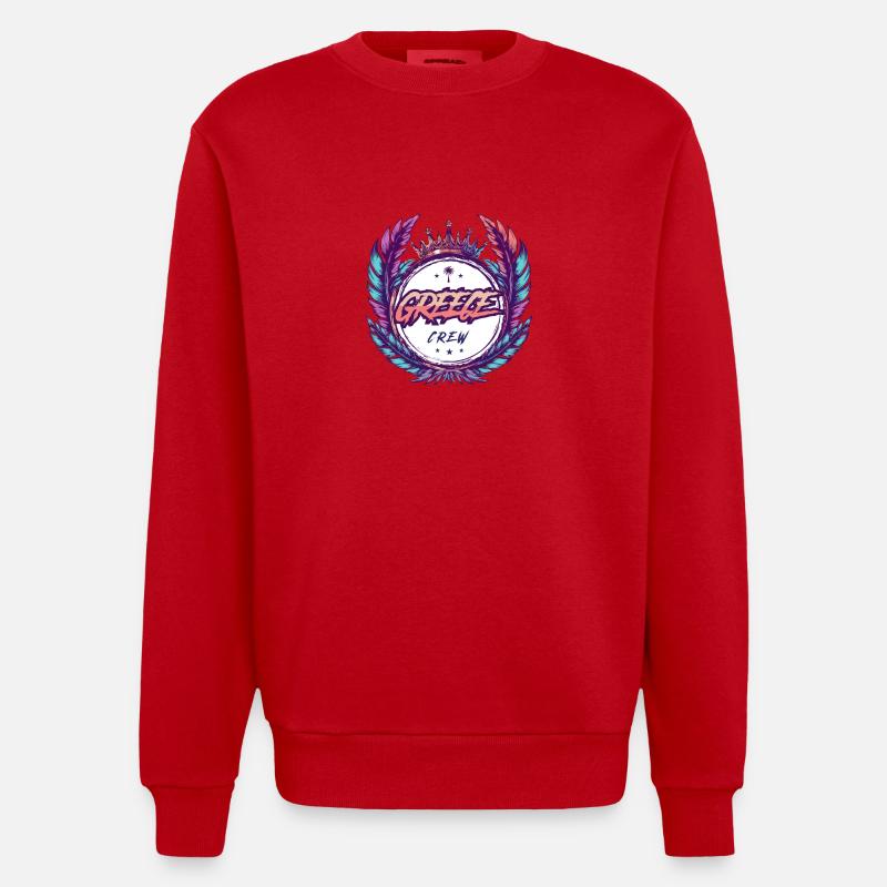 Greece Crew Bunt - Heavyweight Oversized Organic Crew Neck Made in EU - Rot