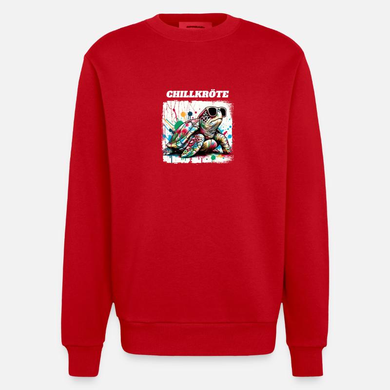Chill Toad Turtle - Heavyweight Oversized Organic Crew Neck Made in EU - red