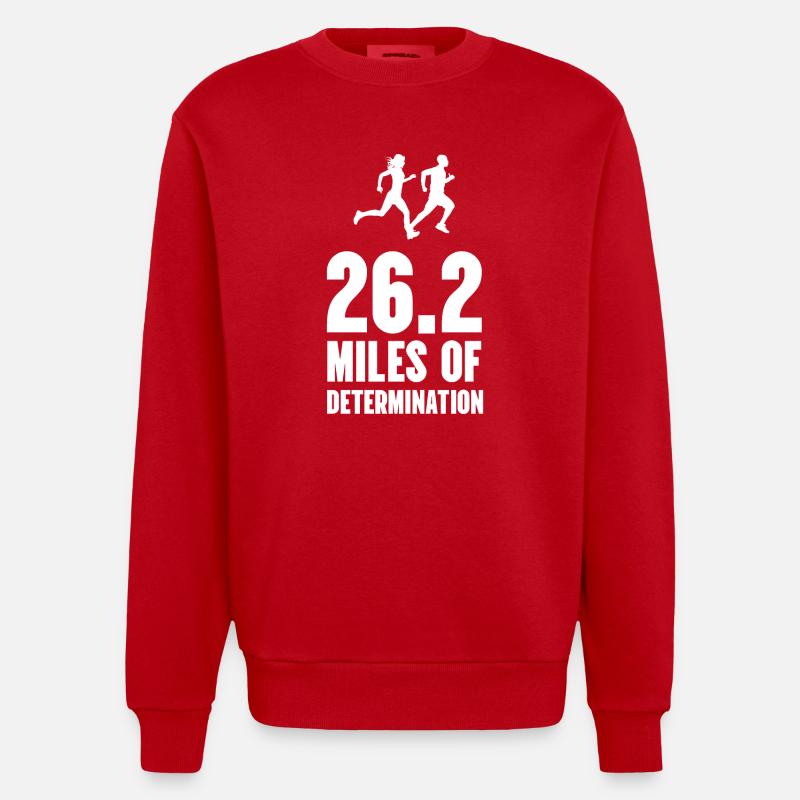 Marathon - 26,2 miles de détermination - Sweat bio épais oversize fabriqué en UE - rouge