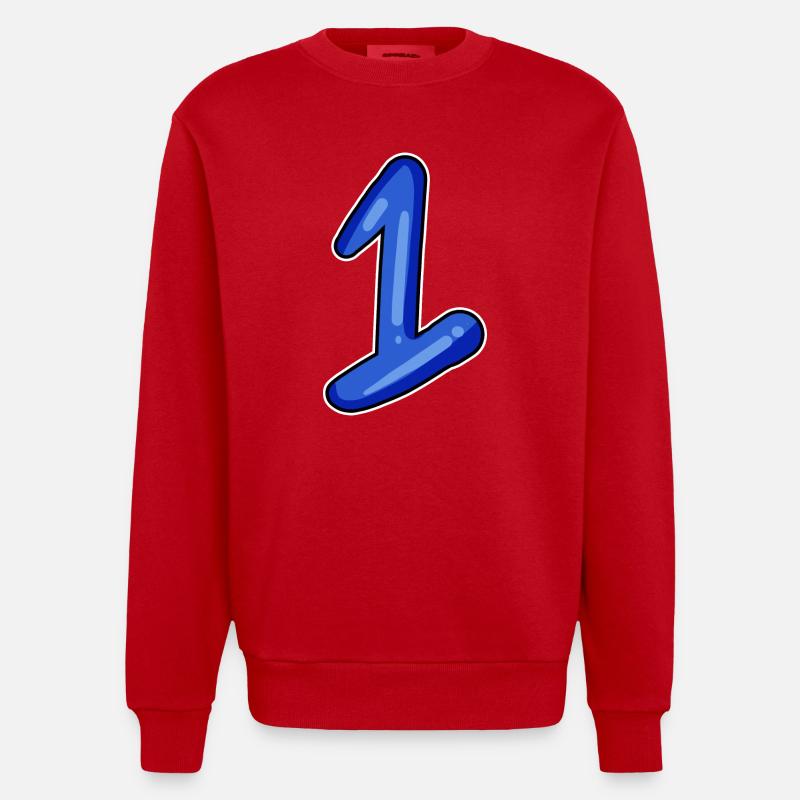 1 numéro bleu - Sweat bio épais oversize fabriqué en UE - rouge