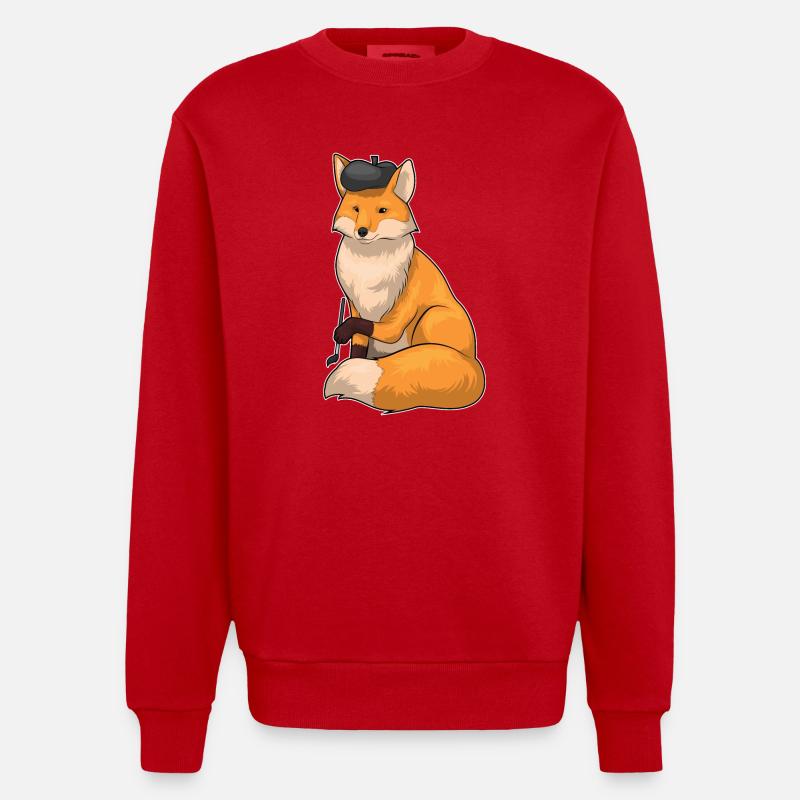 Fuchs Maler Pinsel Malen - Heavyweight Oversized Organic Crew Neck Made in EU - Rot