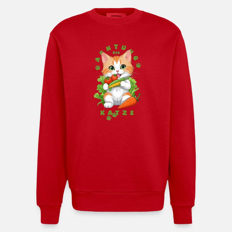 Bio Katze - Heavyweight Oversized Organic Crew Neck Made in EU - Rot