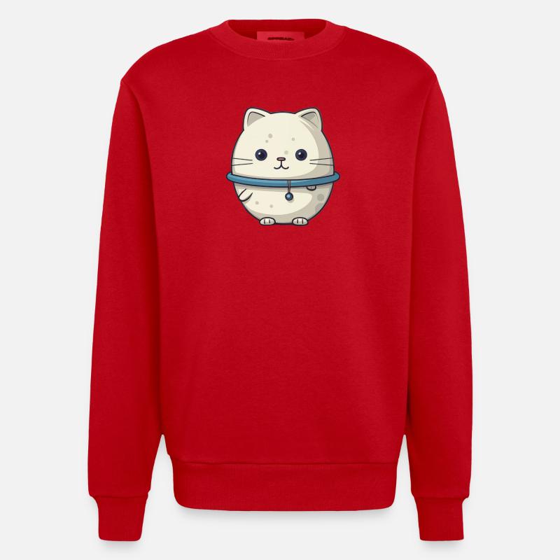 Illustration de chat de l’espace - Sweat bio épais oversize fabriqué en UE - rouge