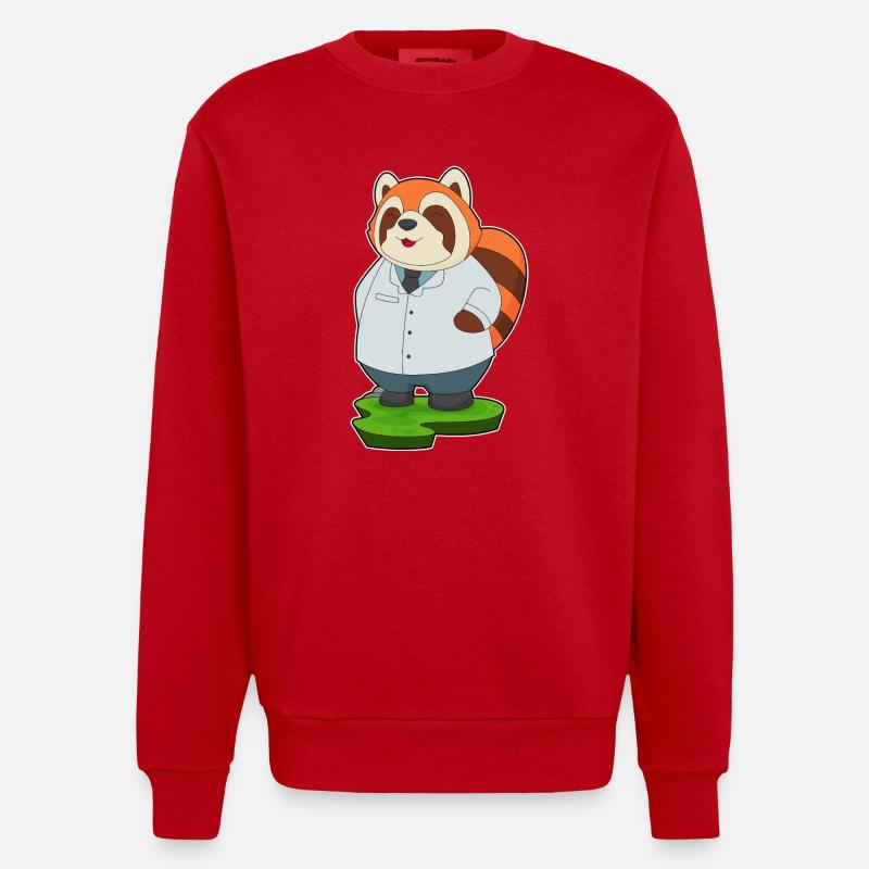 Médecin panda roux - Sweat bio épais oversize fabriqué en UE - rouge