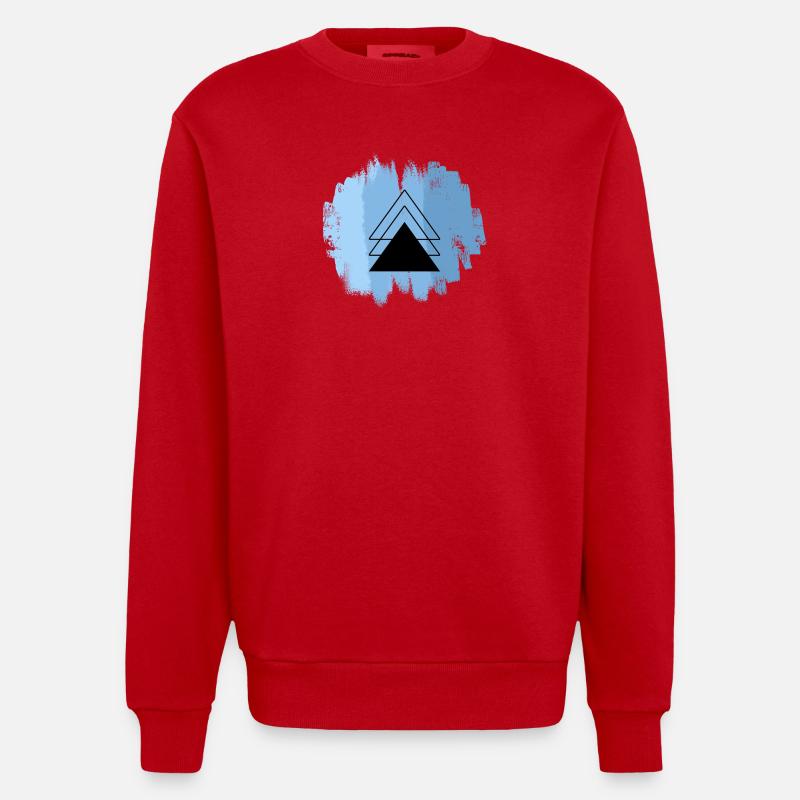 Superposition du triangle bleu - Sweat bio épais oversize fabriqué en UE - rouge