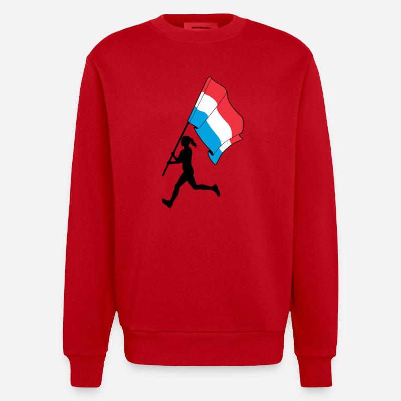 Flagge Luxemburgerin läuft - Heavyweight Oversized Organic Crew Neck Made in EU - Rot