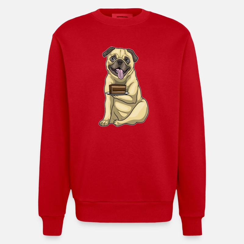 Mops Kuchen - Heavyweight Oversized Organic Crew Neck Made in EU - Rot