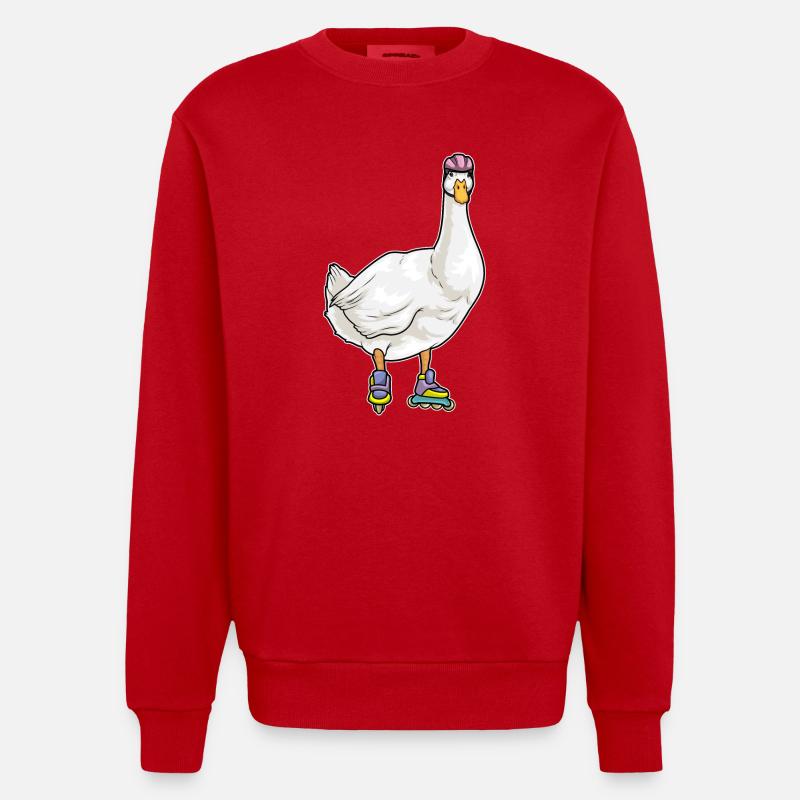 Ente Inline skating Rollschuhe - Heavyweight Oversized Organic Crew Neck Made in EU - Rot