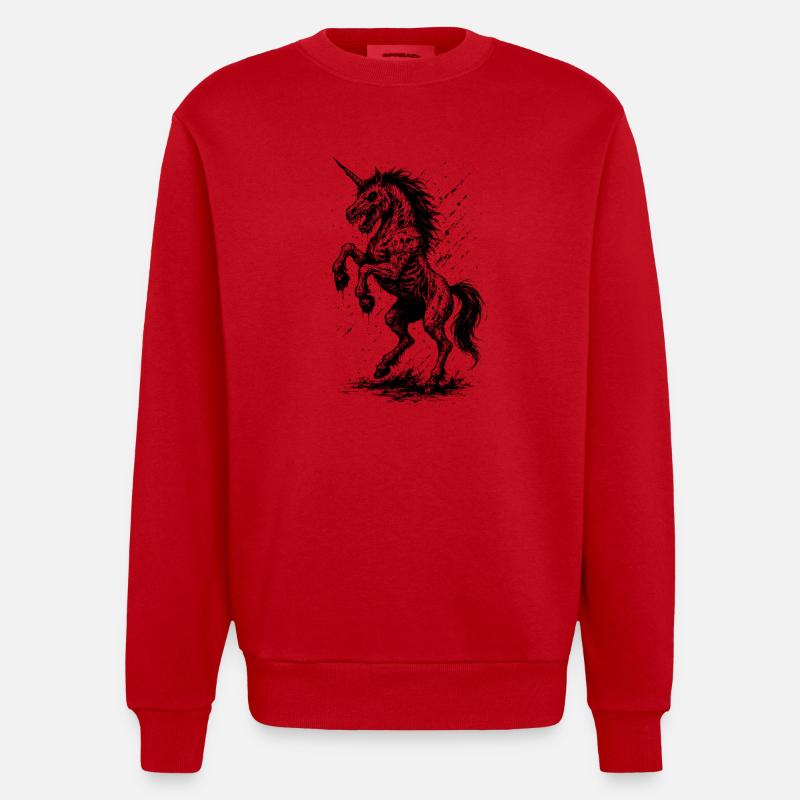 Licorne Crépuscule - Sweat bio épais oversize fabriqué en UE - rouge