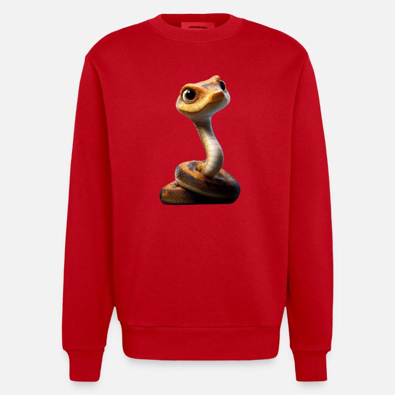 snake, python, cobra, rattlesnake, snakes - Heavyweight Oversized Organic Crew Neck Made in EU - red