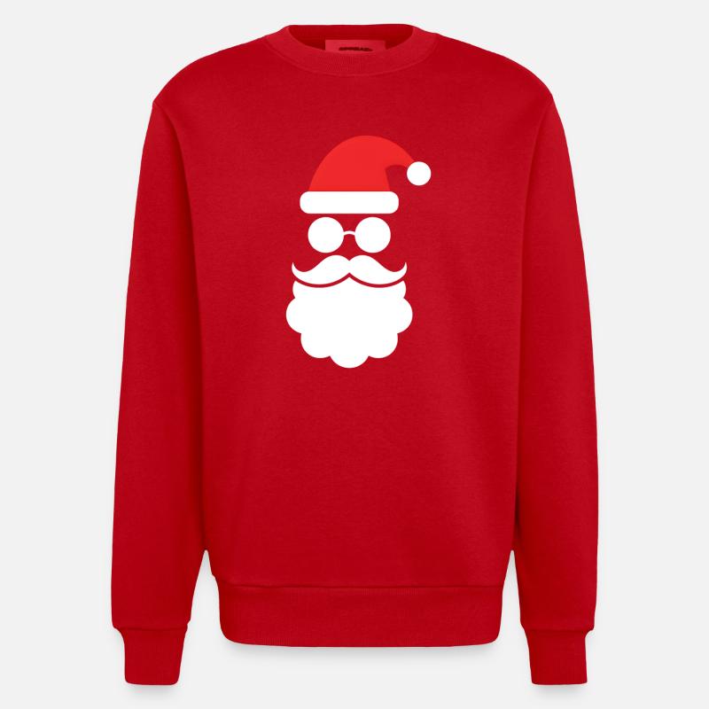 Weihnachtsmann mit Bart Minimal Kopf Design - Heavyweight Oversized Organic Crew Neck Made in EU - Rot